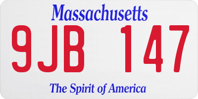MA license plate 9JB147