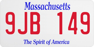 MA license plate 9JB149