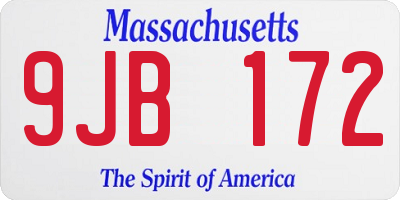 MA license plate 9JB172