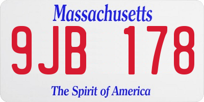 MA license plate 9JB178