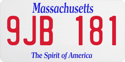 MA license plate 9JB181