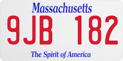 MA license plate 9JB182