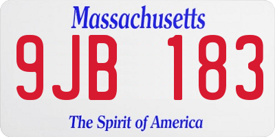 MA license plate 9JB183