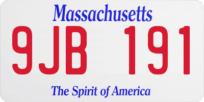 MA license plate 9JB191