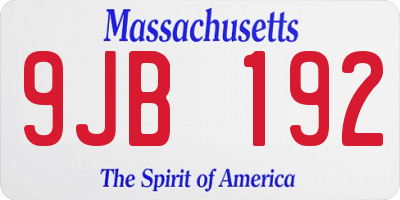 MA license plate 9JB192