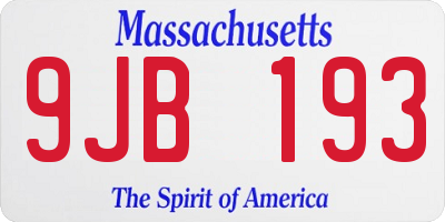 MA license plate 9JB193