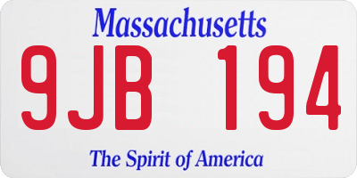 MA license plate 9JB194