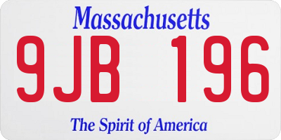MA license plate 9JB196