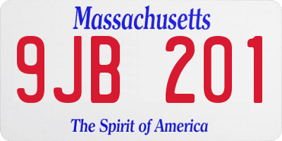 MA license plate 9JB201