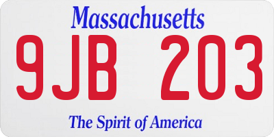 MA license plate 9JB203