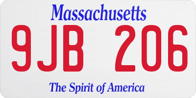 MA license plate 9JB206