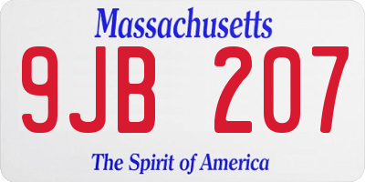 MA license plate 9JB207