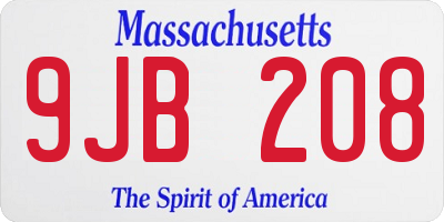MA license plate 9JB208