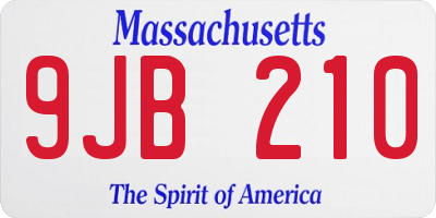 MA license plate 9JB210