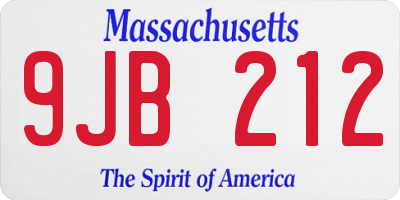 MA license plate 9JB212