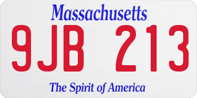 MA license plate 9JB213