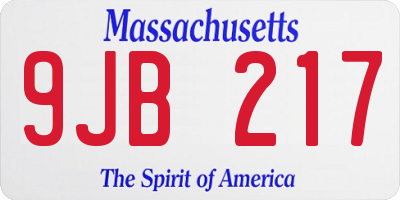 MA license plate 9JB217