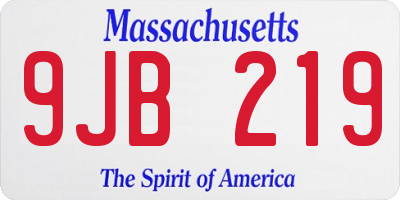 MA license plate 9JB219