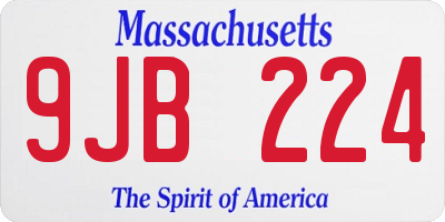 MA license plate 9JB224