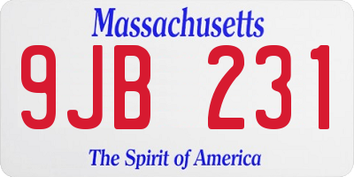 MA license plate 9JB231