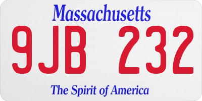 MA license plate 9JB232