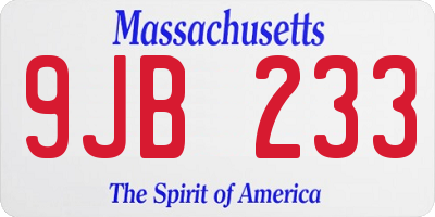 MA license plate 9JB233