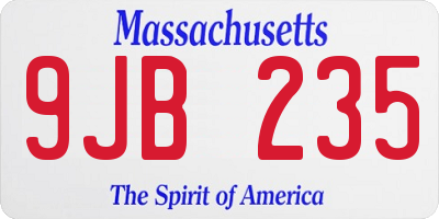 MA license plate 9JB235