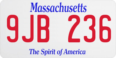MA license plate 9JB236