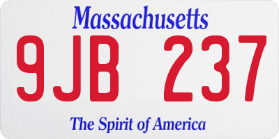MA license plate 9JB237