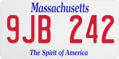 MA license plate 9JB242