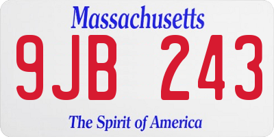 MA license plate 9JB243