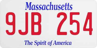 MA license plate 9JB254