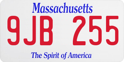 MA license plate 9JB255