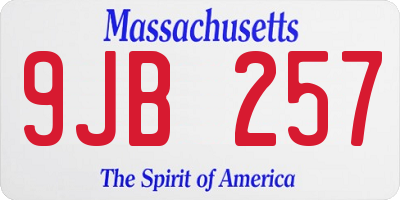MA license plate 9JB257