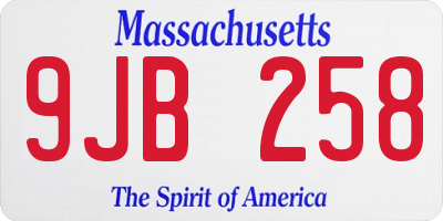 MA license plate 9JB258