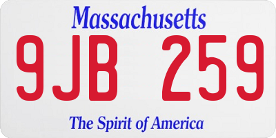 MA license plate 9JB259