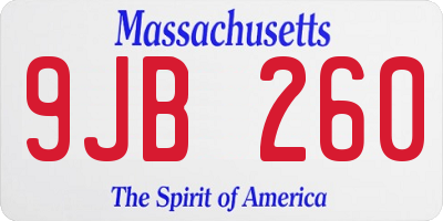 MA license plate 9JB260