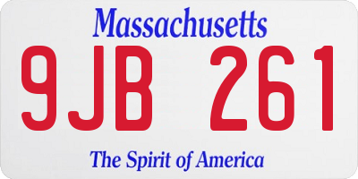 MA license plate 9JB261