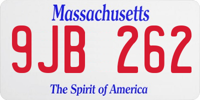 MA license plate 9JB262