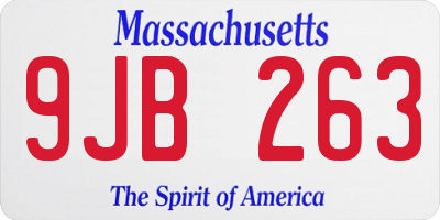 MA license plate 9JB263