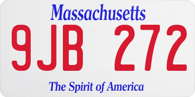 MA license plate 9JB272