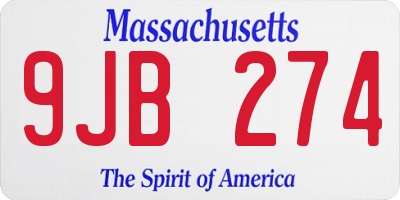 MA license plate 9JB274