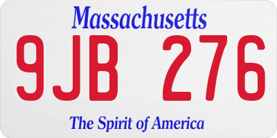 MA license plate 9JB276