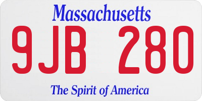 MA license plate 9JB280