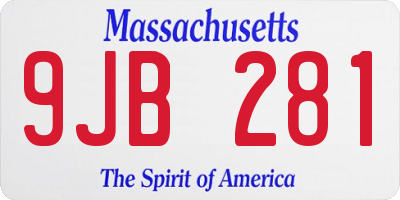 MA license plate 9JB281