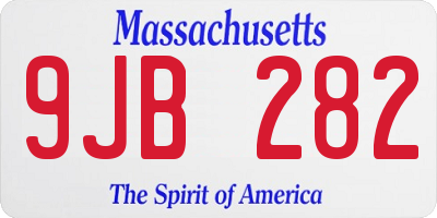 MA license plate 9JB282