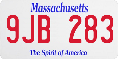 MA license plate 9JB283