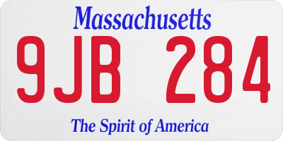 MA license plate 9JB284