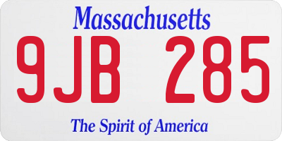 MA license plate 9JB285