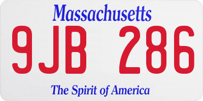MA license plate 9JB286
